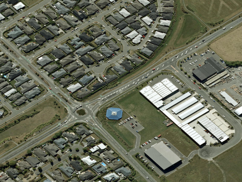 aerial view of Walk and bike track through Wigram and the ground around it