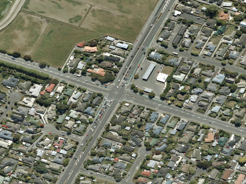 aerial view of Walk and bike track through Russley and the ground around it