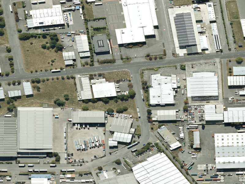aerial view of Walk and bike track through Hornby and the ground around it