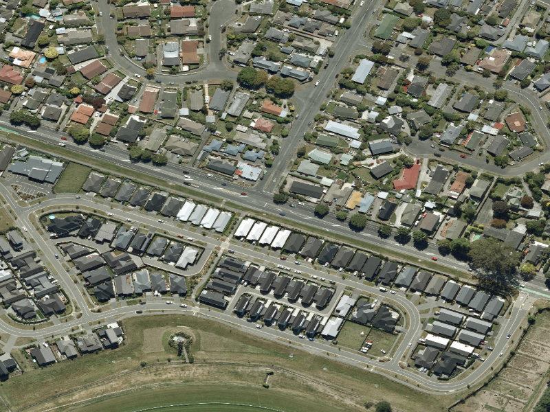 aerial view of Walk and bike track through Russley and the ground around it