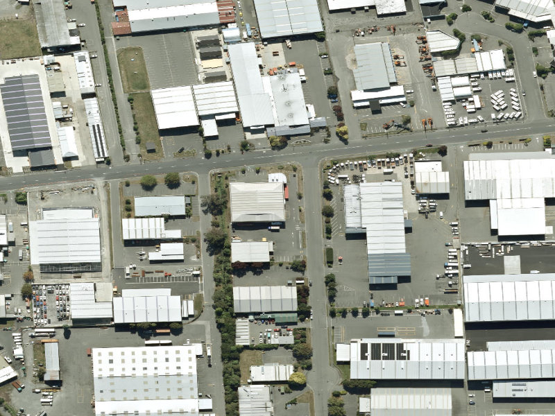 aerial view of Walk and bike track through Hornby and the ground around it