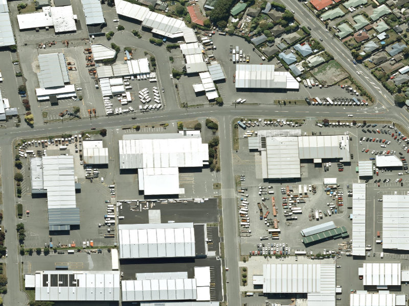 aerial view of Walk and bike track through Hornby and the ground around it