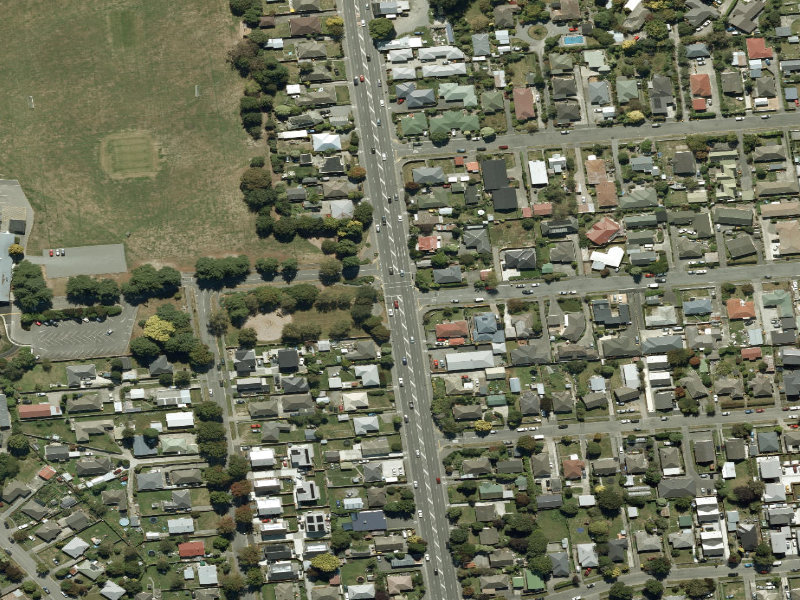 aerial view of Walk and bike track through Sockburn and the ground around it