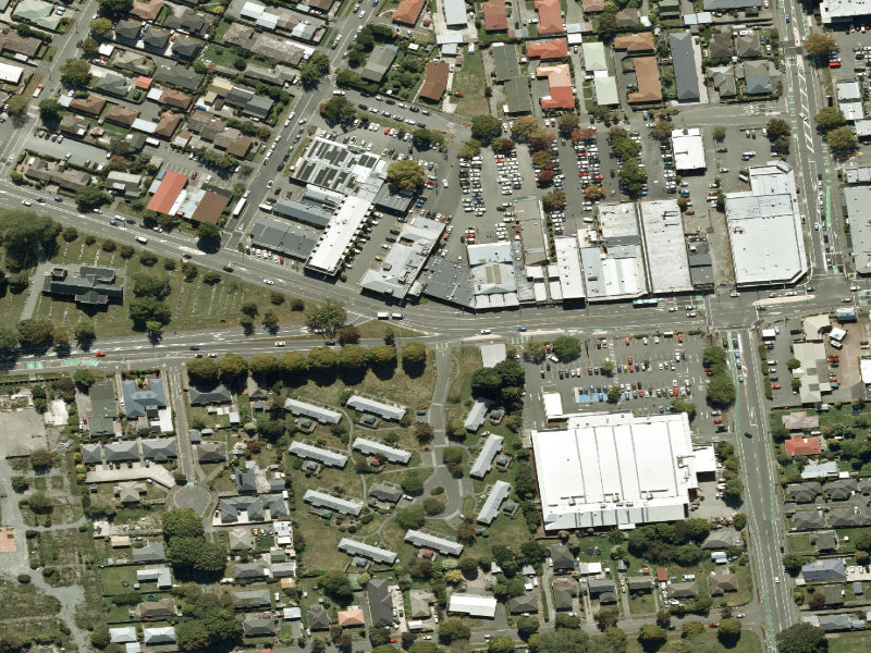 aerial view of Walk and bike track through Upper Riccarton and the ground around it