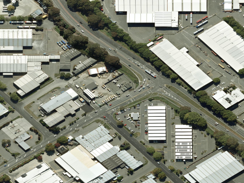 aerial view of Walk and bike track through Wigram and the ground around it