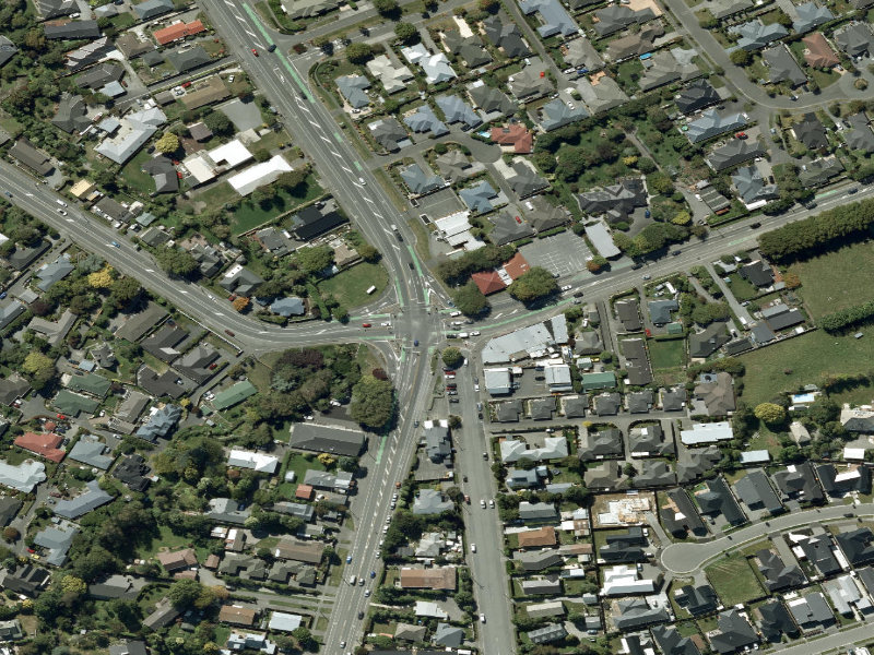 aerial view of Walk and bike track through Halswell and the ground around it