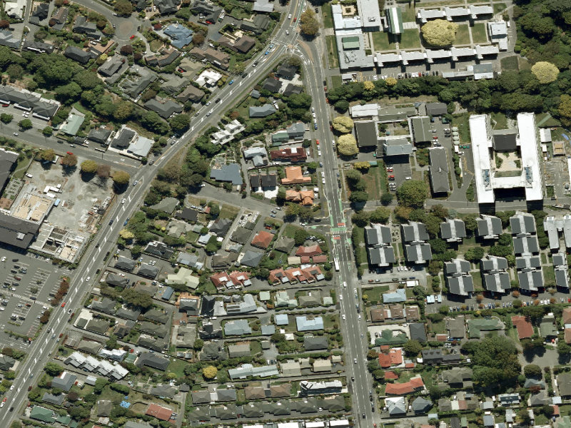aerial view of Walk and bike track through Upper Riccarton and the ground around it
