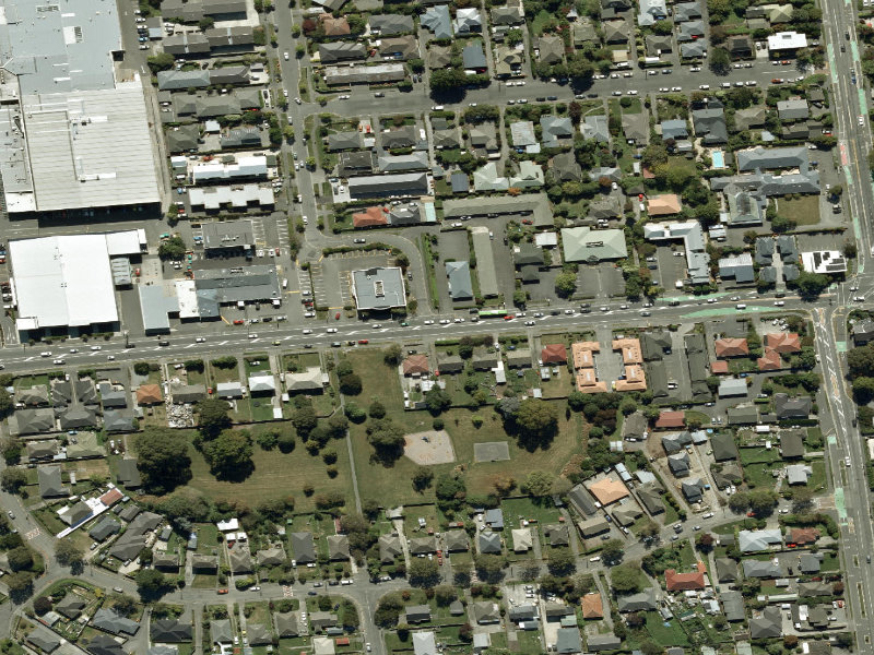 aerial view of Walk and bike track through Upper Riccarton and the ground around it