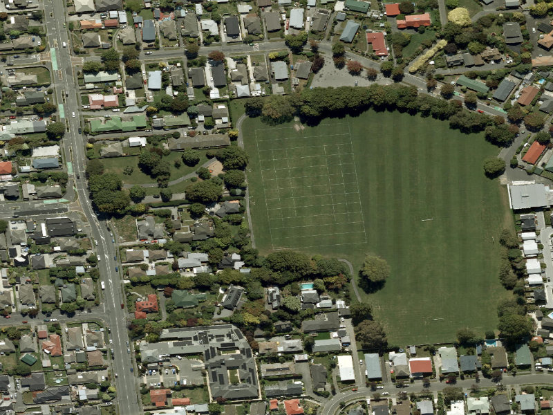 aerial view of Walk and bike track through Upper Riccarton and the ground around it
