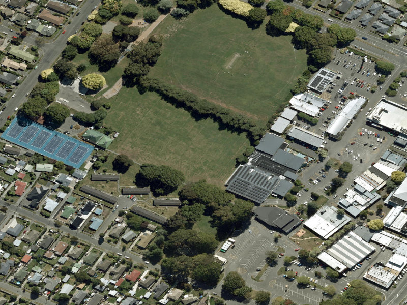 aerial view of Walk and bike track through Bishopdale and the ground around it