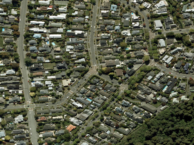 aerial view of Walk and bike track through Fendalton and the ground around it
