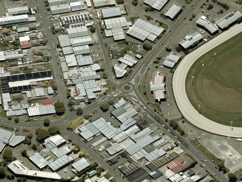 aerial view of Walk and bike track through Addington and the ground around it