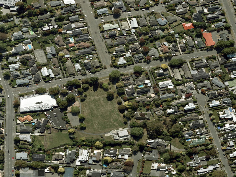 aerial view of Walk and bike track through Fendalton and the ground around it