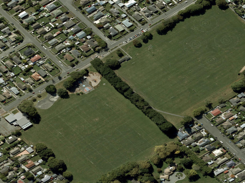 aerial view of Walk and bike track through Hoon Hay and the ground around it