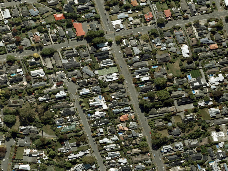 aerial view of Walk and bike track through Fendalton and the ground around it
