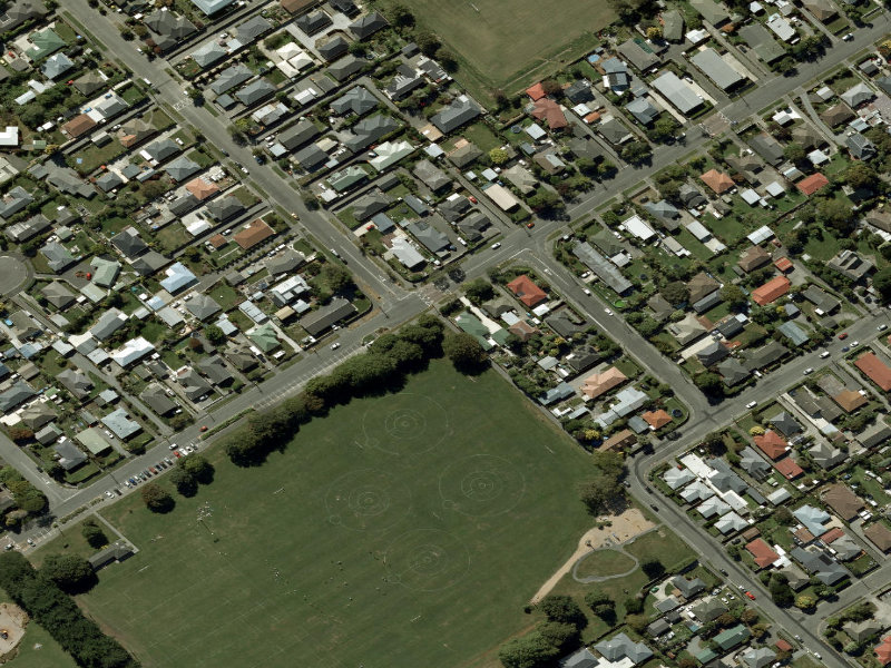 aerial view of Walk and bike track through Hoon Hay and the ground around it