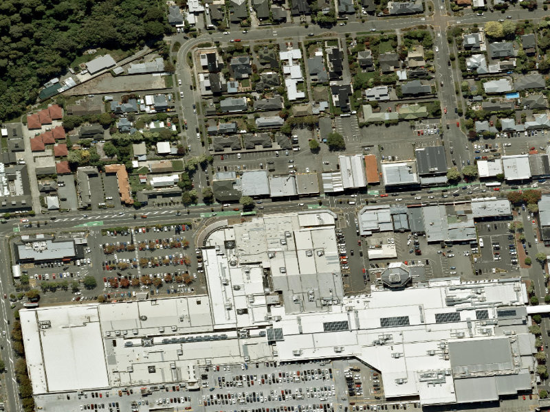 aerial view of Walk and bike track through Riccarton and the ground around it