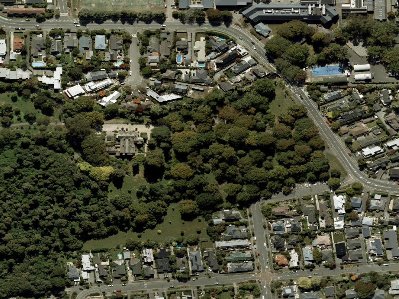 aerial view of Walk and bike track through Fendalton and the ground around it