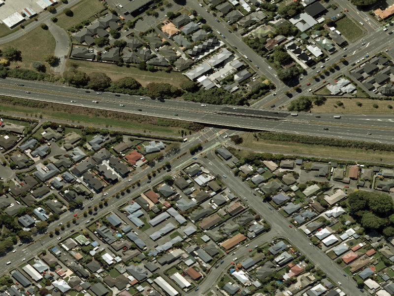 aerial view of Walk and bike track through Addington and the ground around it