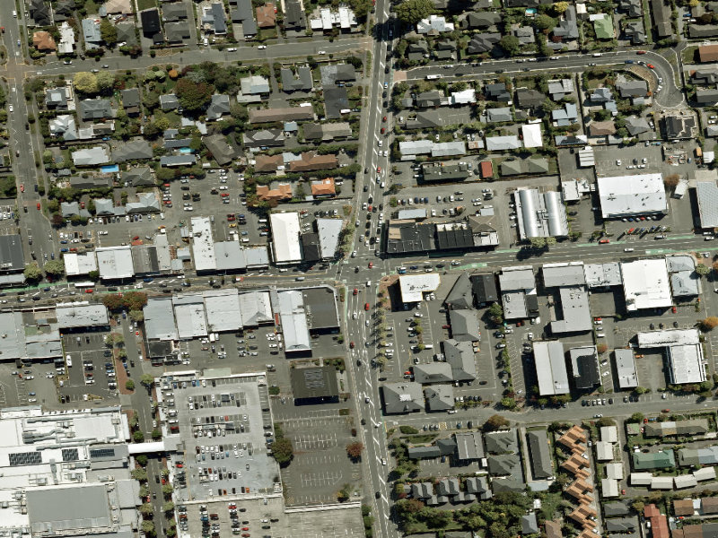 aerial view of Walk and bike track through Riccarton and the ground around it