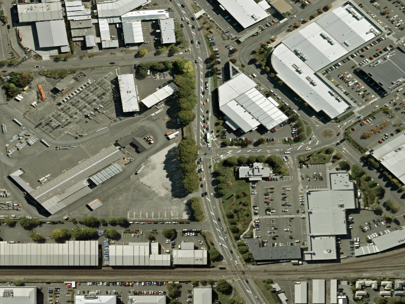 aerial view of Walk and bike track through Addington and the ground around it