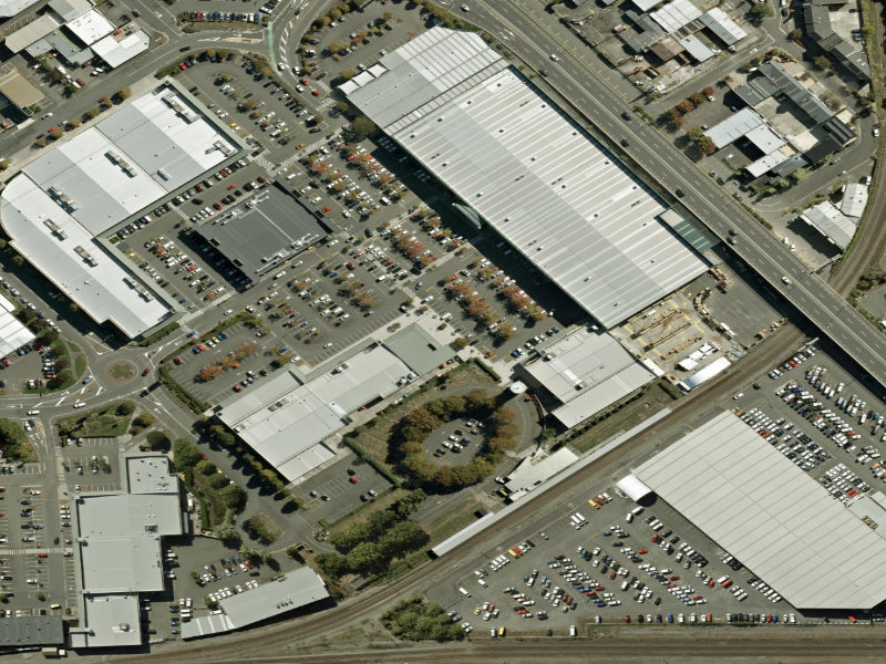 aerial view of Walk and bike track through Addington and the ground around it