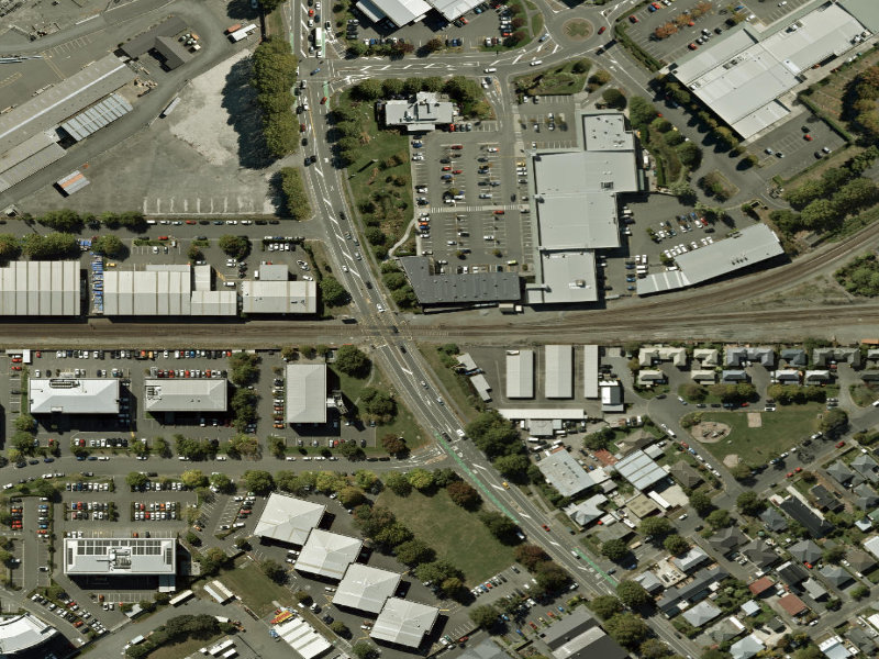 aerial view of Walk and bike track through Addington and the ground around it