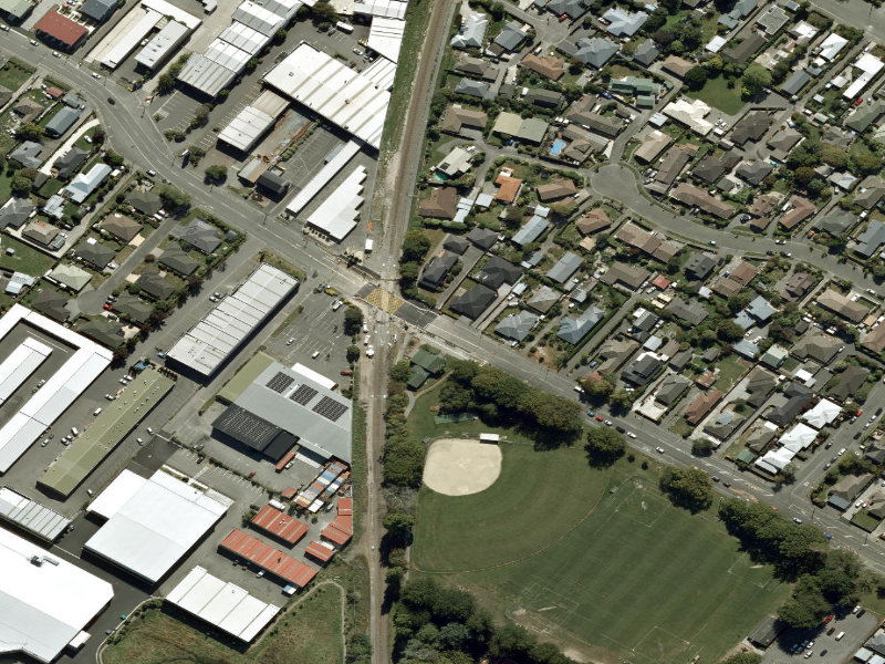 aerial view of Walk and bike track through Northcote and the ground around it