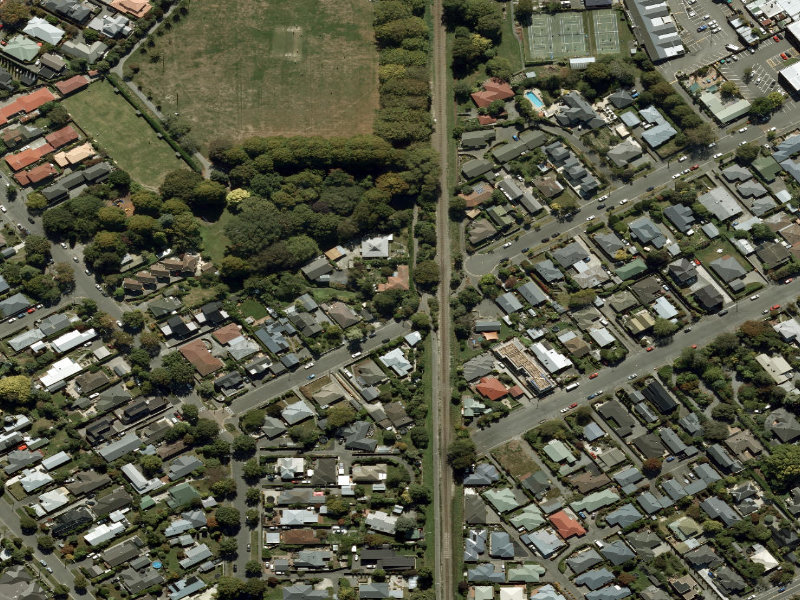 aerial view of Walk and bike track through PAPANUI and the ground around it