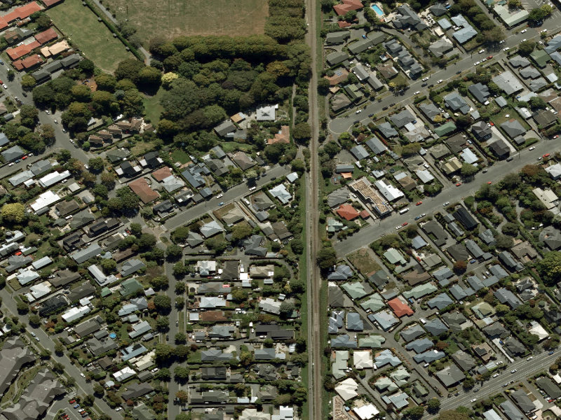 aerial view of Walk and bike track through PAPANUI and the ground around it