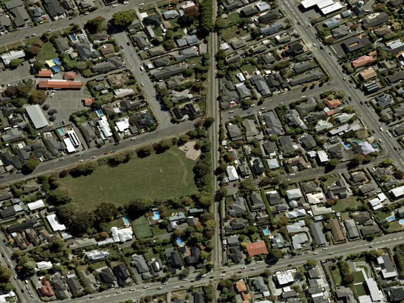 aerial view of Walk and bike track through Strowan and the ground around it