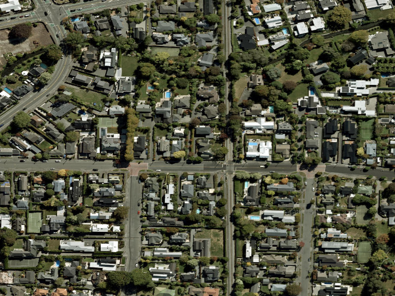 aerial view of Walk and bike track through Strowan and the ground around it