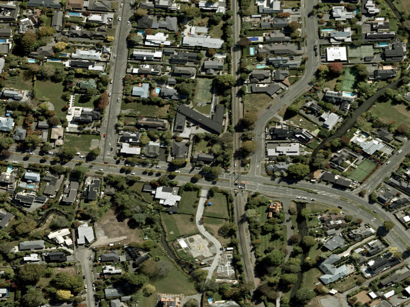 aerial view of Walk and bike track through Merivale and the ground around it
