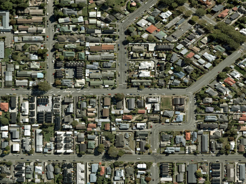 aerial view of Walk and bike track through Linwood and the ground around it