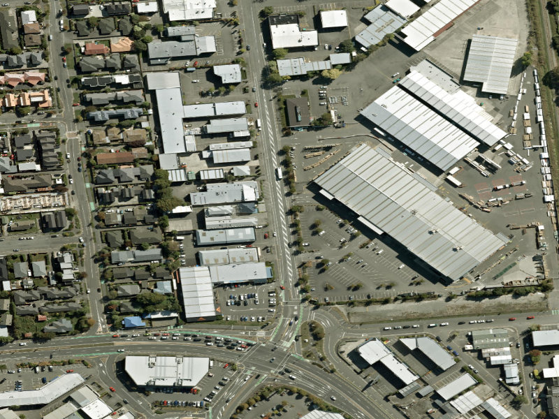 aerial view of Walk and bike track through Riccarton and the ground around it