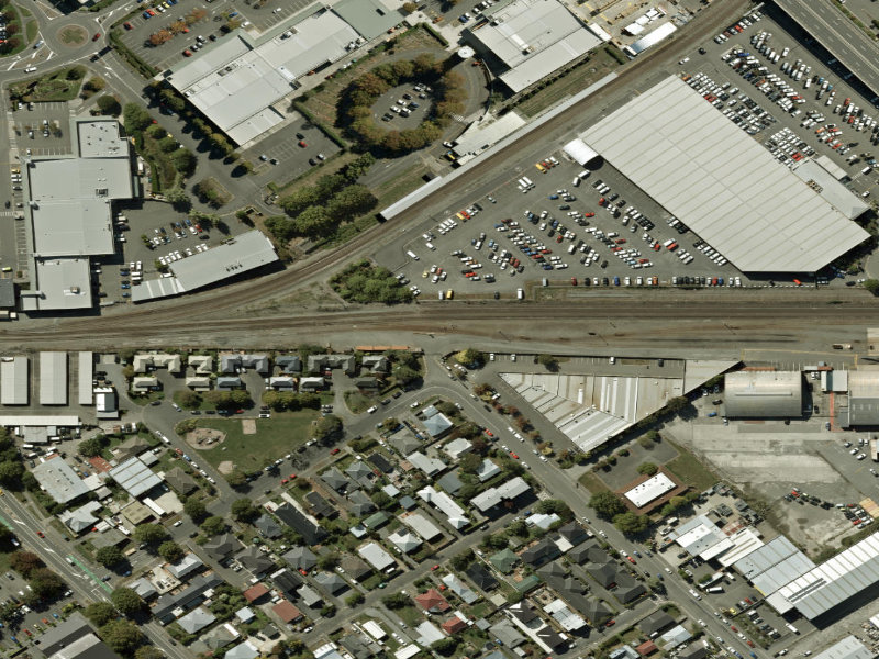 aerial view of Walk and bike track through Addington and the ground around it