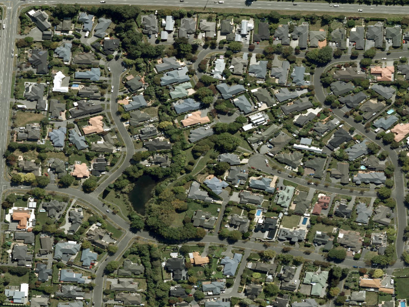 aerial view of Walk and bike track through Casebrook and the ground around it