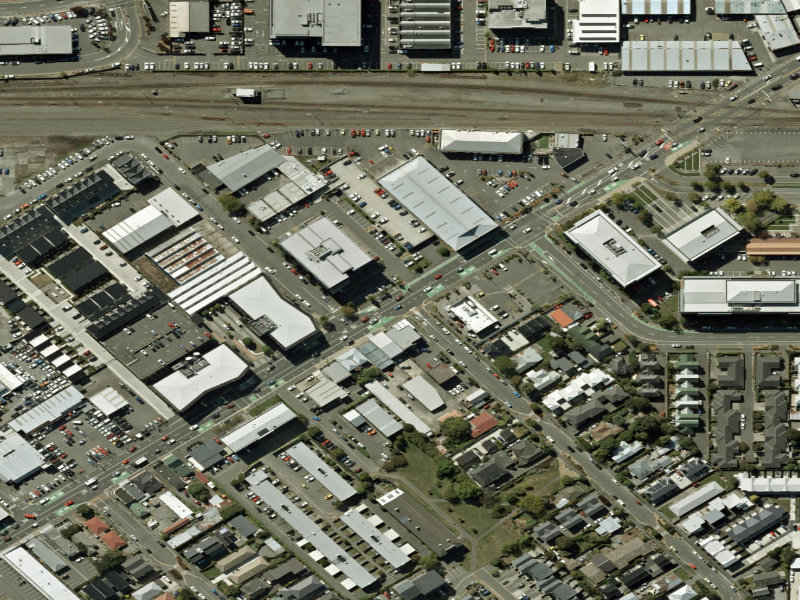 aerial view of Walk and bike track through Addington and the ground around it