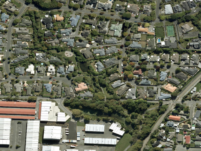 aerial view of Walk and bike track through Casebrook and the ground around it