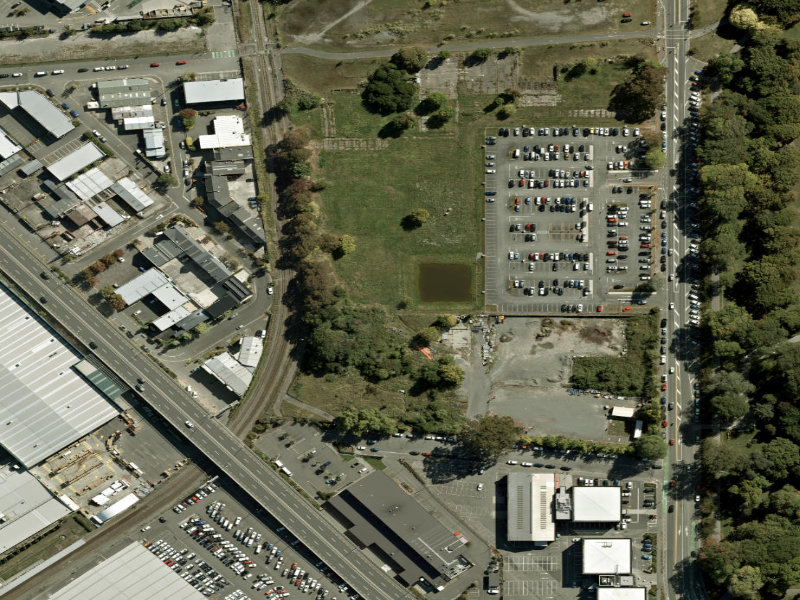 aerial view of Walk and bike track through Addington and the ground around it