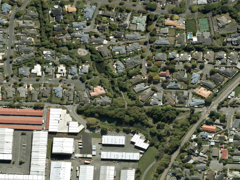 aerial view of Walk and bike track through Casebrook and the ground around it