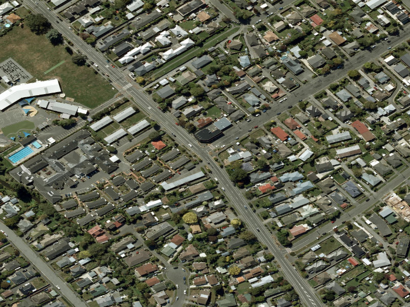 aerial view of Walk and bike track through Spreydon and the ground around it