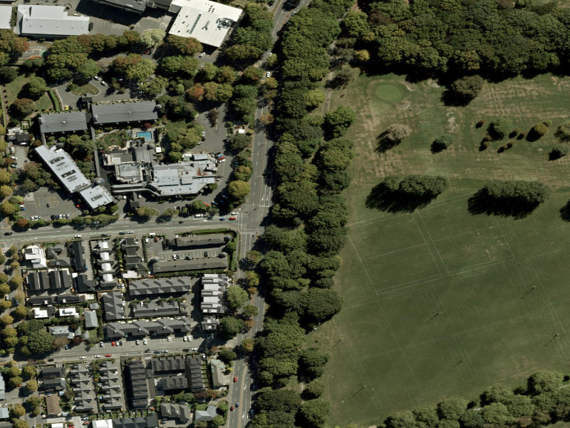 aerial view of Walk and bike track through Christchurch Central City and the ground around it