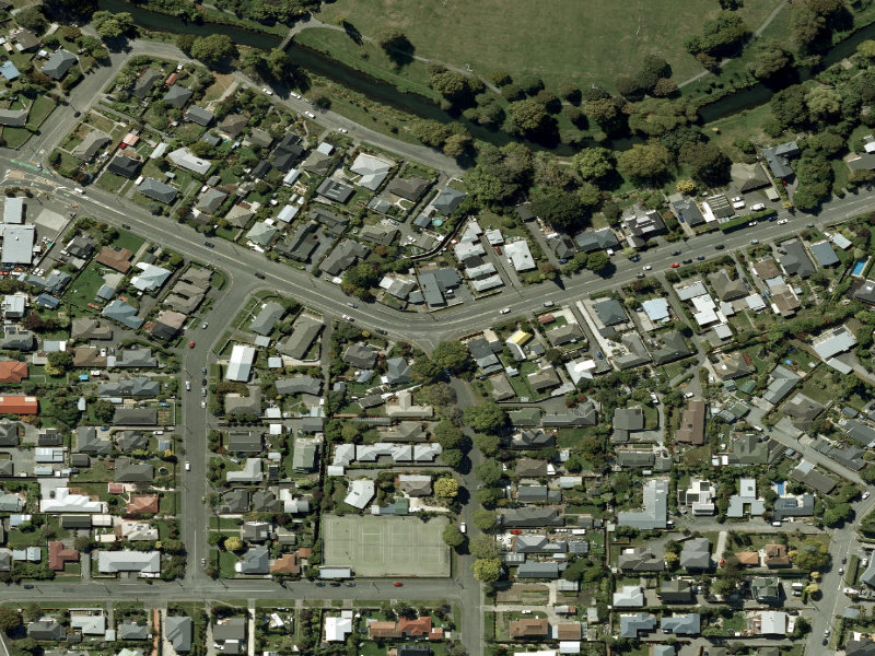 aerial view of Walk and bike track through Saint Martins and the ground around it