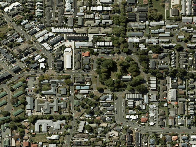 aerial view of Walk and bike track through Addington and the ground around it