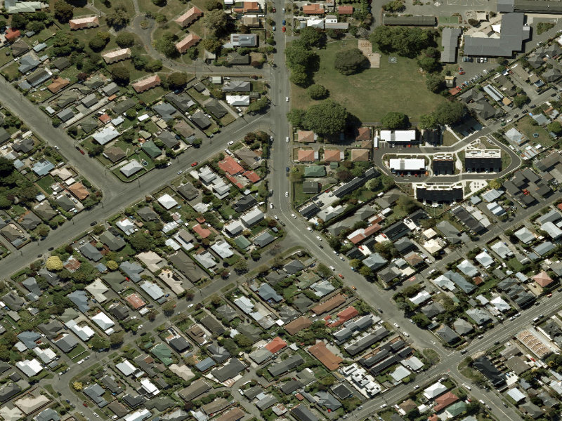 aerial view of Walk and bike track through Spreydon and the ground around it