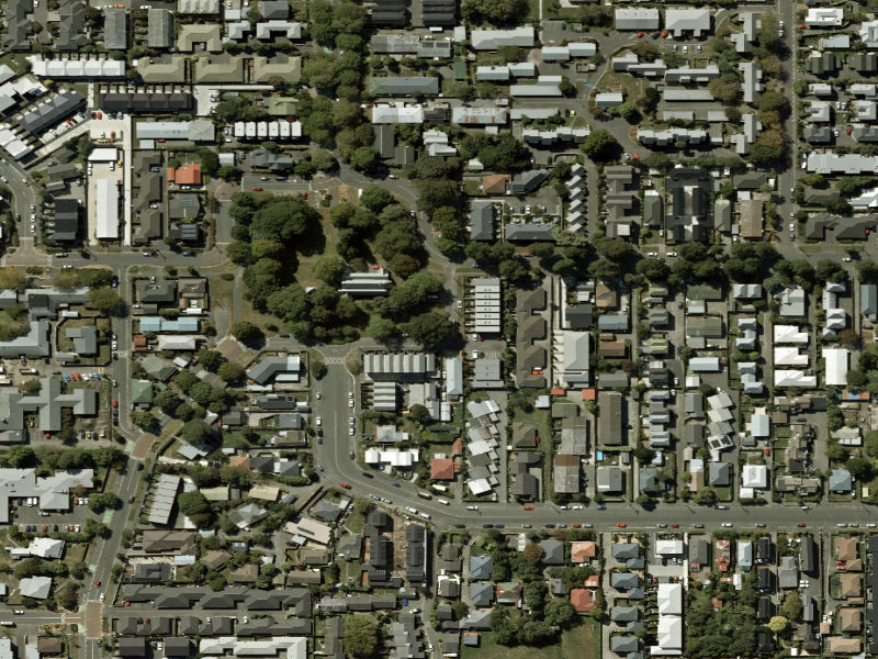aerial view of Walk and bike track through Addington and the ground around it