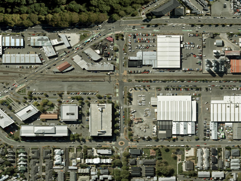 aerial view of Walk and bike track through Addington and the ground around it