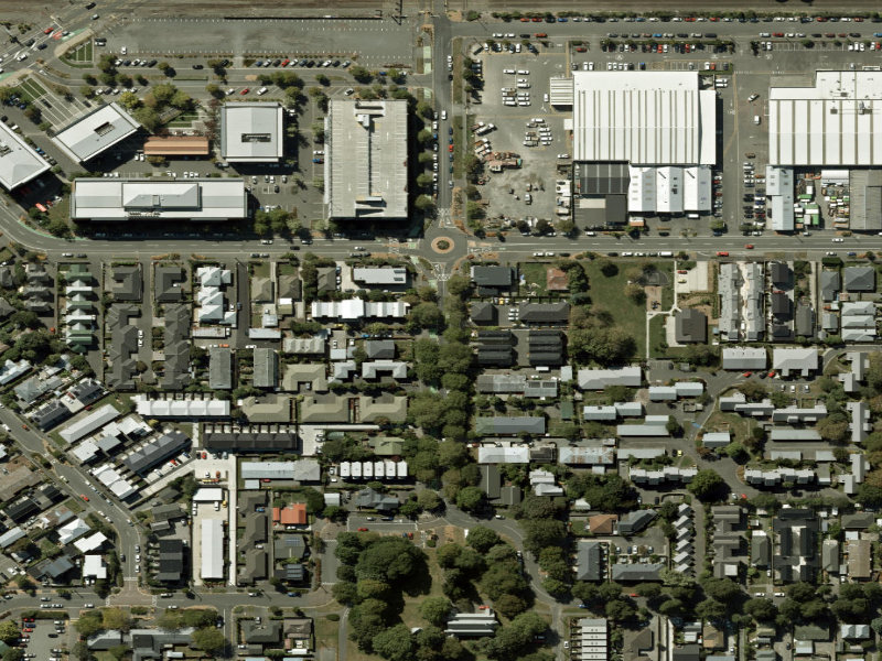 aerial view of Walk and bike track through Addington and the ground around it