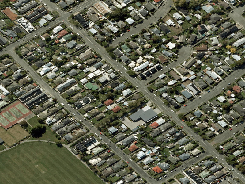 aerial view of Walk and bike track through Spreydon and the ground around it